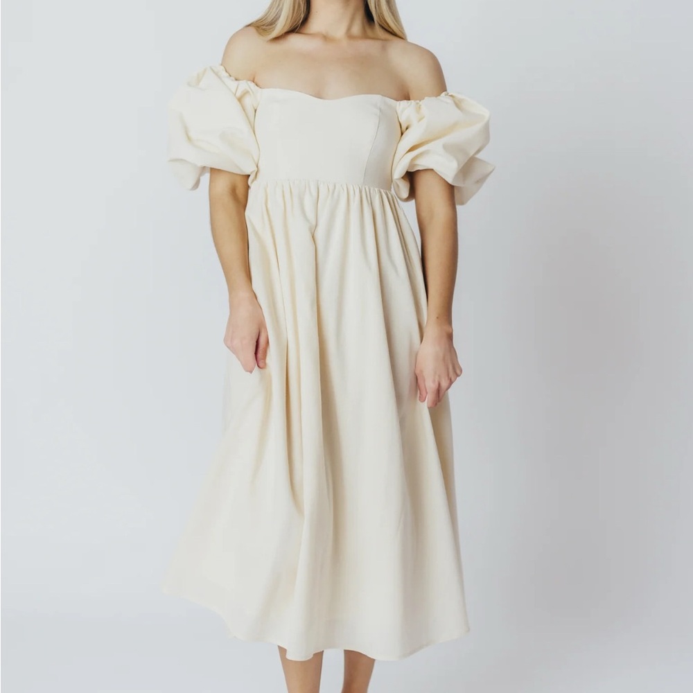 Showpo Cream Off-Shoulder Dress